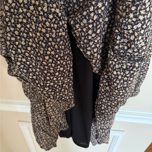 American Eagle Sz Small Long Sleeve Baby Doll Dress Button-Up V-Neck Tie Collar - Picture 6 of 8